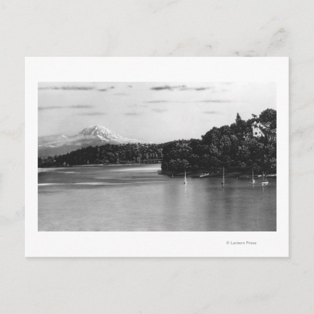 Postal Seattle, WA Lake Washington View y Rainier (Anverso)