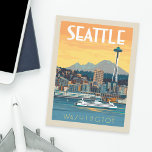 Postal Seattle, Washington<br><div class="desc">Anderson Design Group es una firma de diseño y ilustracion galardonada en Nashville,  Tennessee. El fundador Joel Anderson dirige un equipo de artistas talentosos para crear arte poster original que se parece a las estampas publicitarias tradicionales de los años 20 a los 60.</div>
