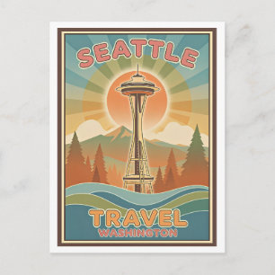 Postal Seattle, Washington Arte Psicodélico Generado por 