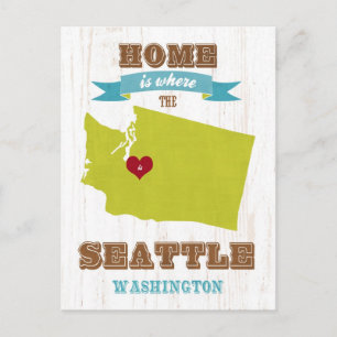 Postal Seattle, Washington Map - Home is Where
