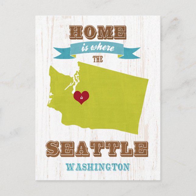 Postal Seattle, Washington Map - Home is Where (Anverso)
