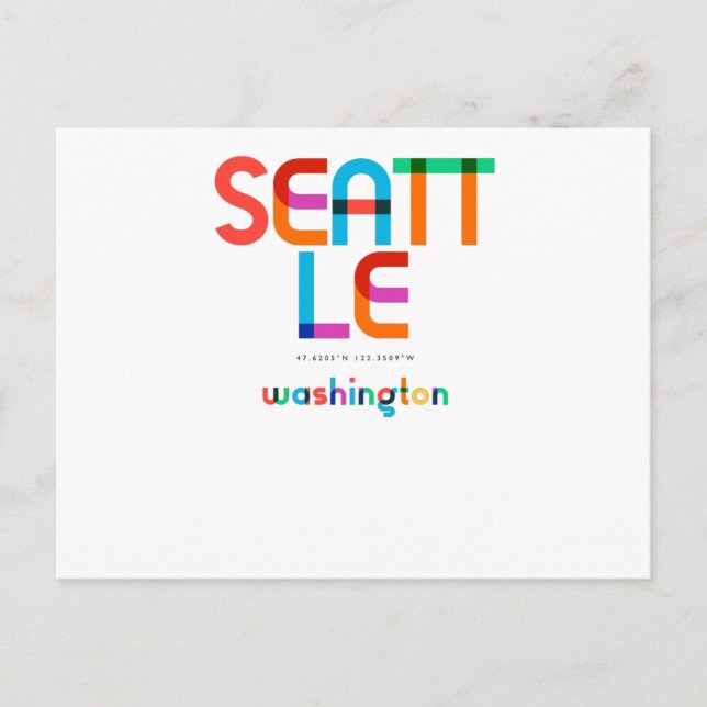 Postal Seattle Washington Mid Century, Arte Pop, (Anverso)
