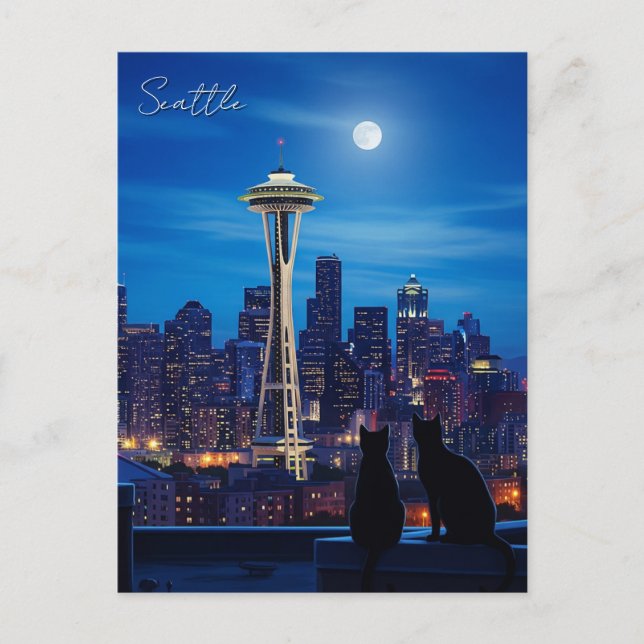 Postal Seattle Washington Night (Anverso)