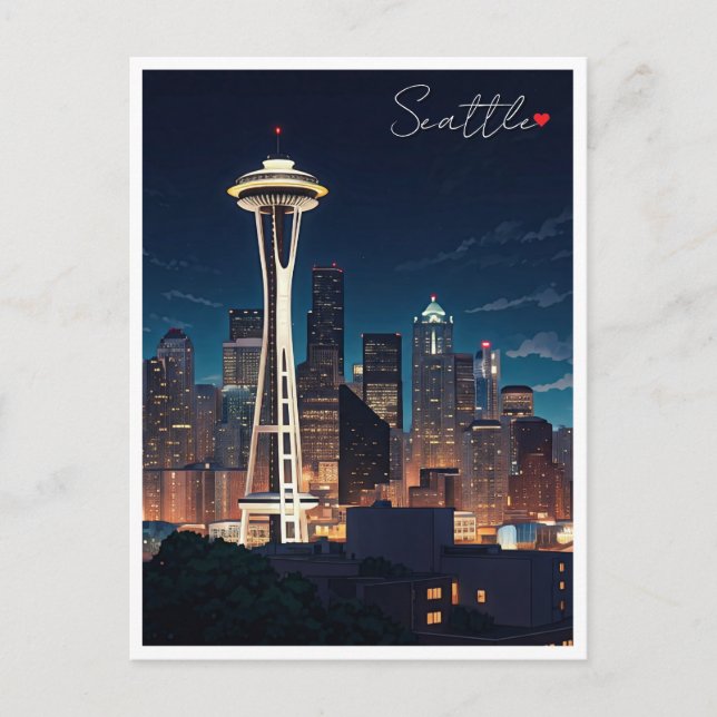 Postal Seattle Washington Night (Anverso)
