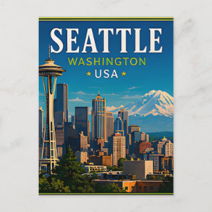 Postal ☕ Seattle Washington Recuerdo desde la Aguja Espac
