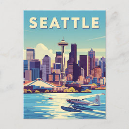 Postal Seattle Washington Retro Seaplane