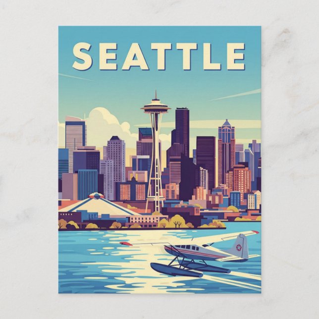 Postal Seattle Washington Retro Seaplane (Anverso)
