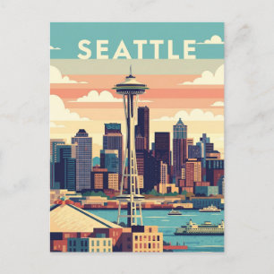 Postal Seattle Washington Retro Vintage