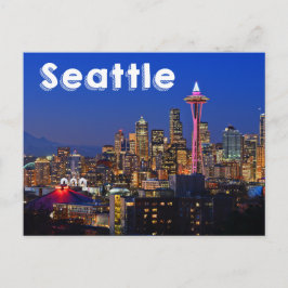 Postal Seattle, Washington Skyline En Night USA