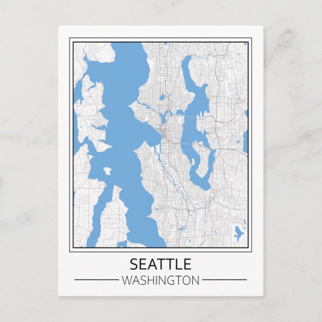 Postal Seattle Washington USA Travel City Map (Anverso)