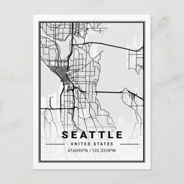 Postal Seattle Washington USA Travel City Map (Anverso)