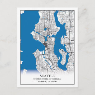 Postal Seattle Washington USA Travel City Map