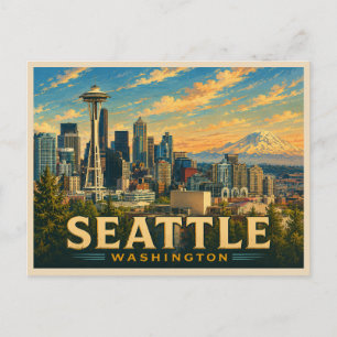 Postal Seattle Washington Viajes Antiguos