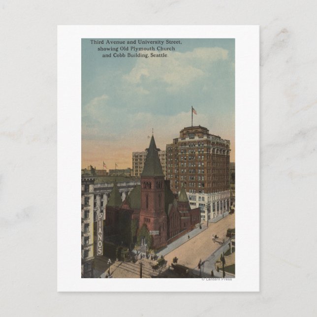 Postal Seattle, WAThird Avenue y las calles de la Univers (Anverso)