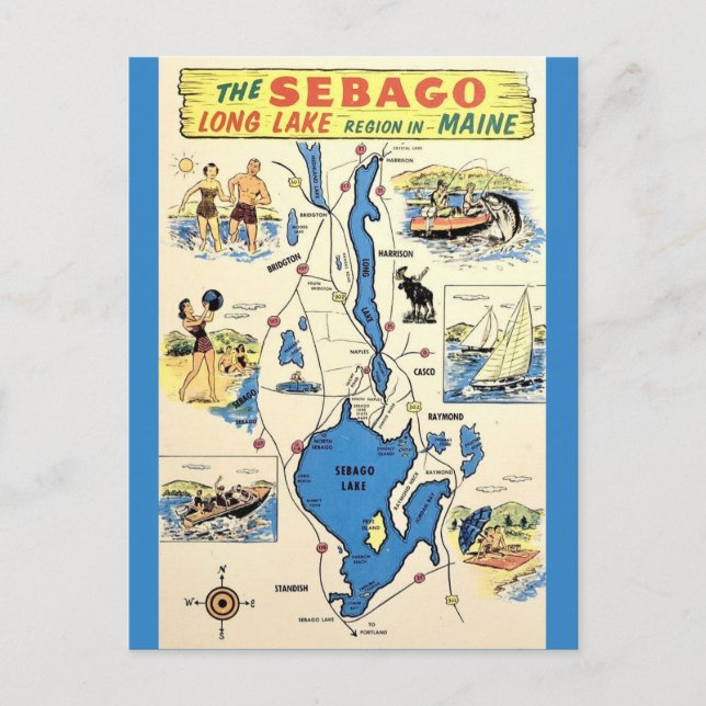 Postal Sebago Lake Maine Antiguo (Anverso)