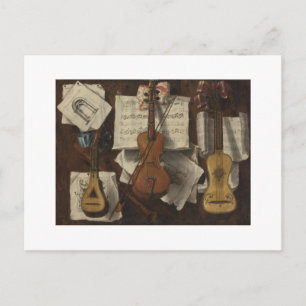 Postal Sebastiano Lazzari Trompe - Violin and Music Notes