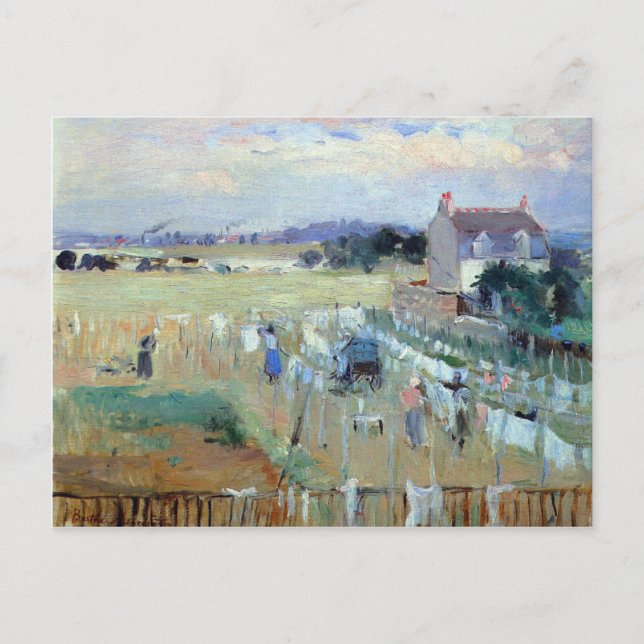 Postal Secado de ropa por Berthe Morisot (Anverso)