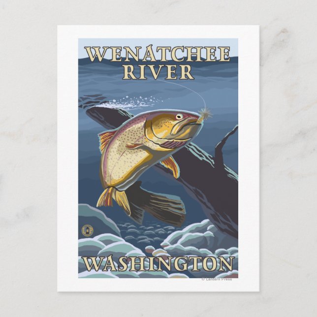 Postal Sección de Pesca de Trucha - Río Wenatchee, W (Anverso)