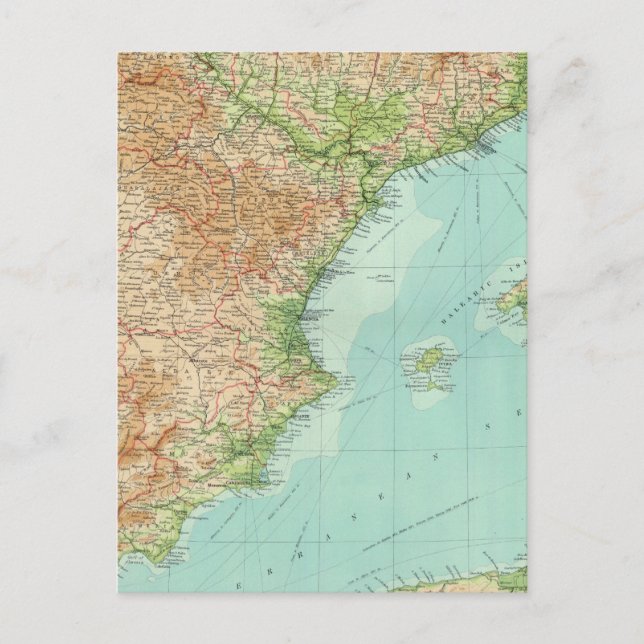 Postal Sección este de España y Portugal (Anverso)