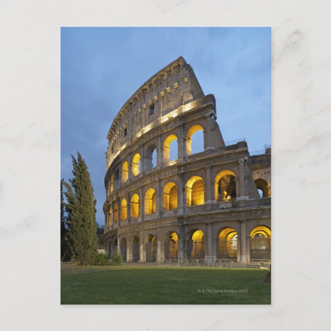 Postal Sección iluminada del Coliseo al atardecer. (Anverso)