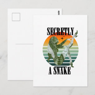 Postal Secretamente una serpiente. Texto caprichoso retro
