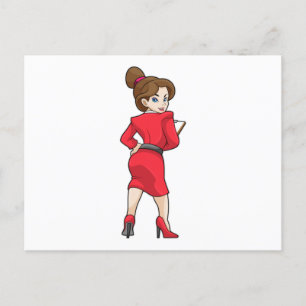 Postal Secretaria vestida con tacones altos