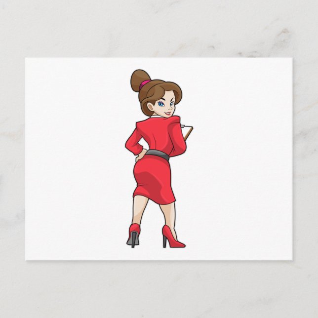 Postal Secretaria vestida con tacones altos (Anverso)