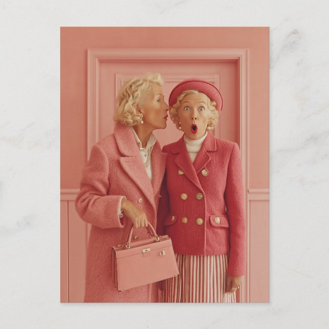 Postal Secretos rosados y estilo sorprendido (Anverso)