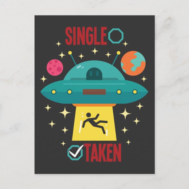 Postal Secuestro De Alien De OVNI Humor Galaxy Tomado Úni (Anverso)