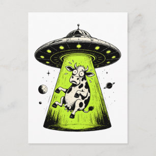 Postal Secuestro de vaca alienígena Weirdcore Surrealista