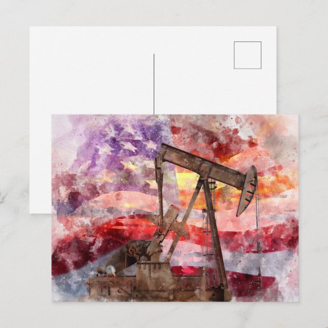 Postal Seda de balacera con bandera estadounidense (Anverso / Reverso)