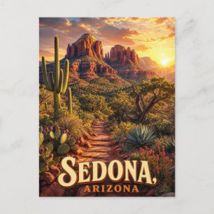 Postal Sedona Arizona Atardecer Roca Roja Desierto Viaje