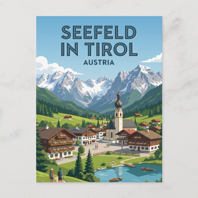 Postal Seefeld en Tirol Austria (Anverso)