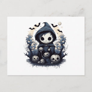 Postal Segador Chibi Encapuchado Halloween - Fantasía Osc