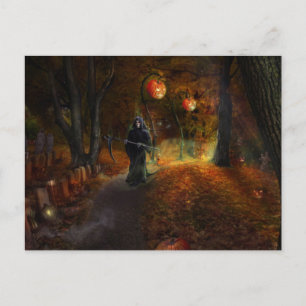 Postal Segador y calabazas