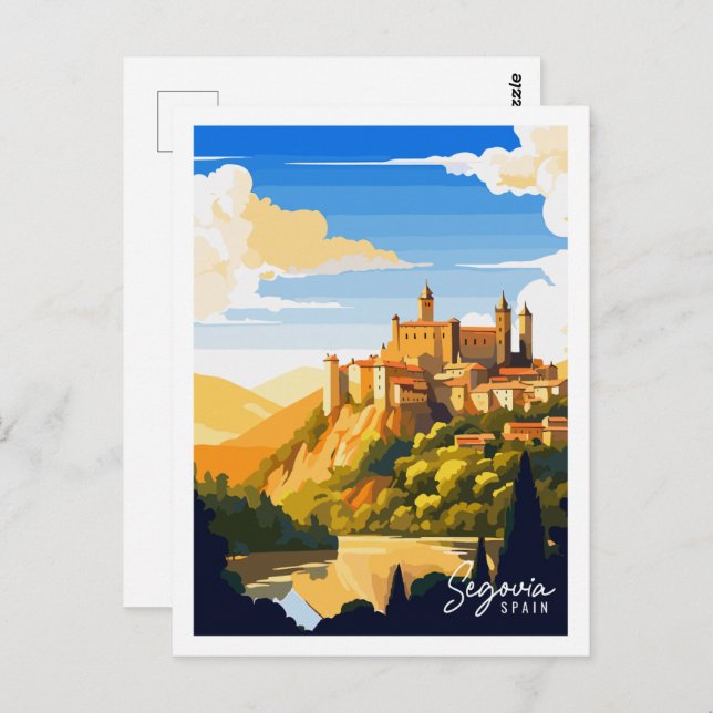 Postal Segovia Francia ilustracion de viaje vintage (Anverso / Reverso)