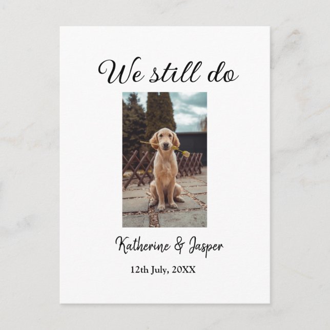 Postal Seguimos haciendo boda pareja mascota foto nombre  (Anverso)