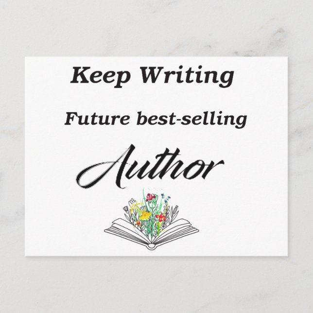 Postal Seguir escribiendo Motivación de Autor de Mejor Ve (Anverso)