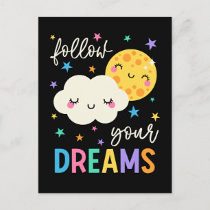 Postal Seguir tus sueños Nube y Luna