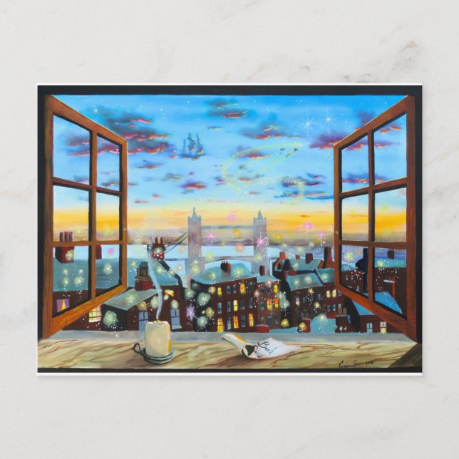 Postal "Segunda estrella a la derecha" Arte inspirado por (Anverso)