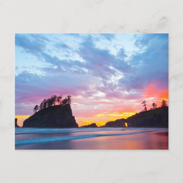 Postal Segunda playa al atardecer, Washington (Anverso)