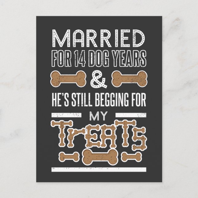 Postal Segundo aniversario Boda de los años de perro boda (Anverso)