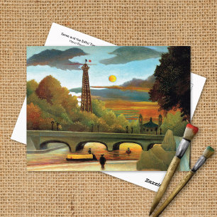 Postal Seine Eiffel Tower Sunset Henri Rousseau