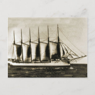 Postal Seis barcos de madera con mástil