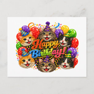 Postal Seis Gatos Queriéndote un Feliz Cumpleaños con Ale