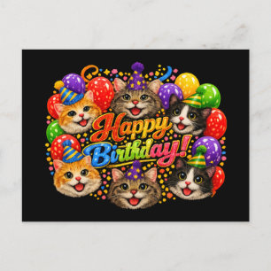 Postal Seis Gatos Te Desean un Feliz Cumpleaños con Alegr