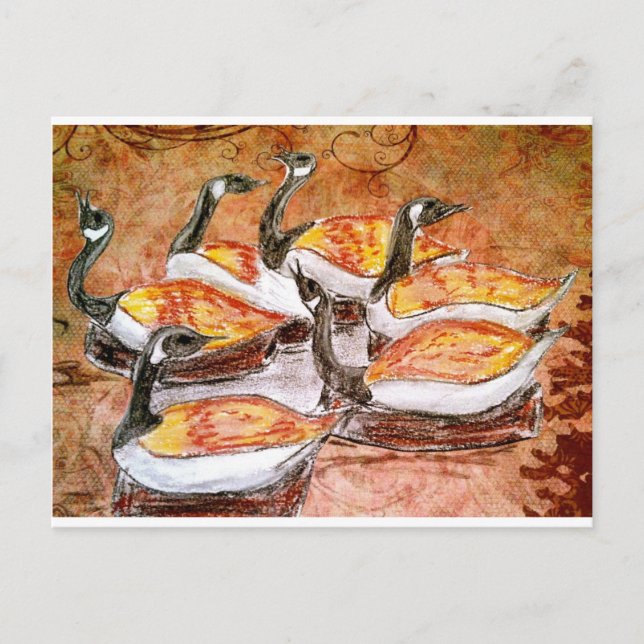 Postal Seis Geese A Laying (Anverso)
