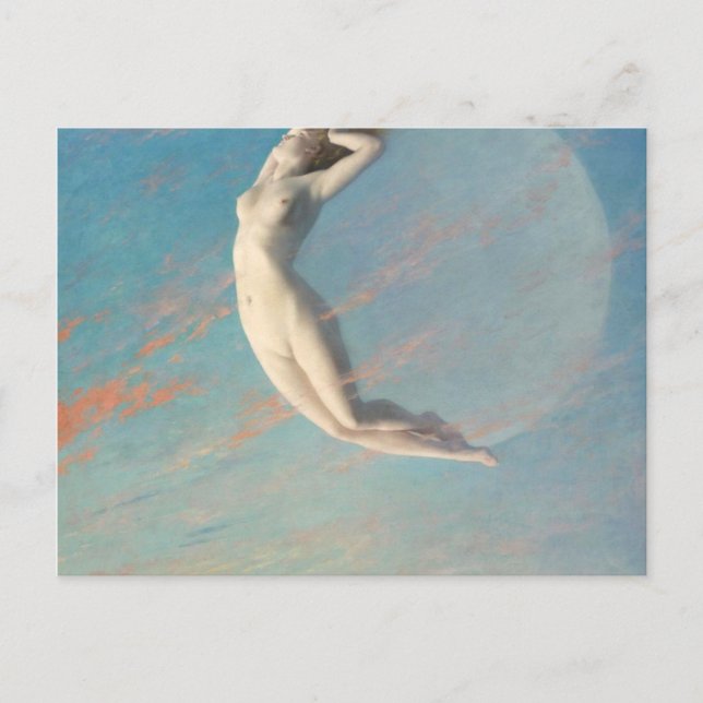Postal Selene De Albert Aublet 1880 Mujer Y Luna (Anverso)