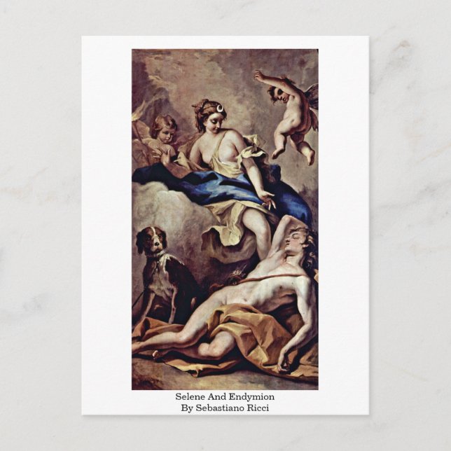 Postal Selene Y Endymion, De Sebastiano Ricci (Anverso)