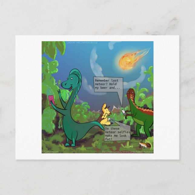 Postal Selfie de dinosaurio cómico divertido (Anverso)